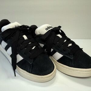 Adidas Black Suede & White Shoes